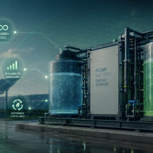 Sistema di stoccaggio energetico con batterie a flusso per applicazioni industriali e rinnovabili